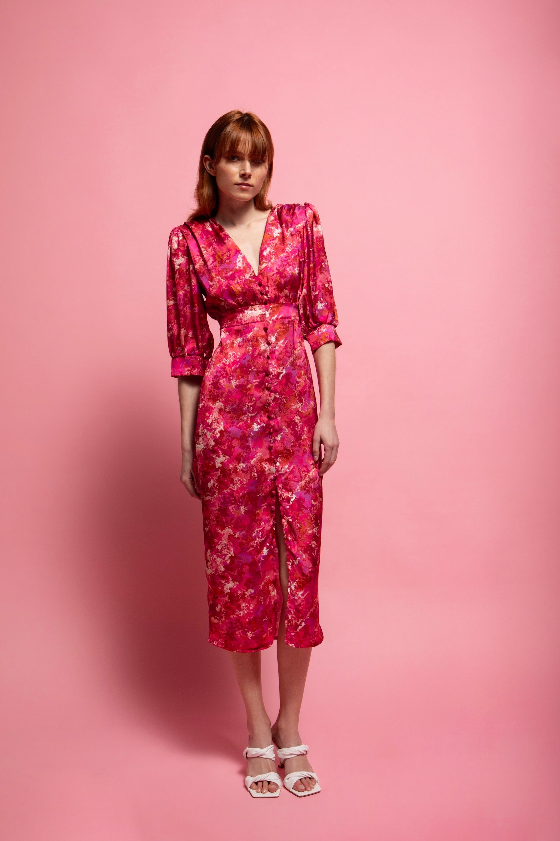 SELENA MIDI SATIN DRESS