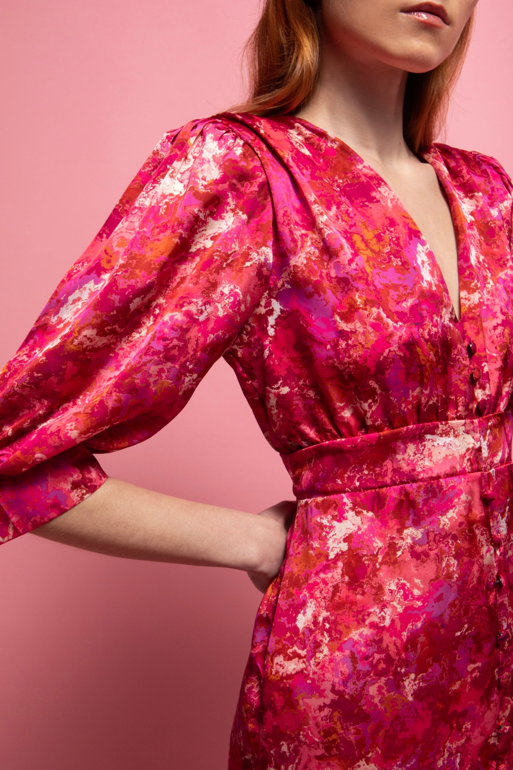 SELENA MIDI SATIN DRESS