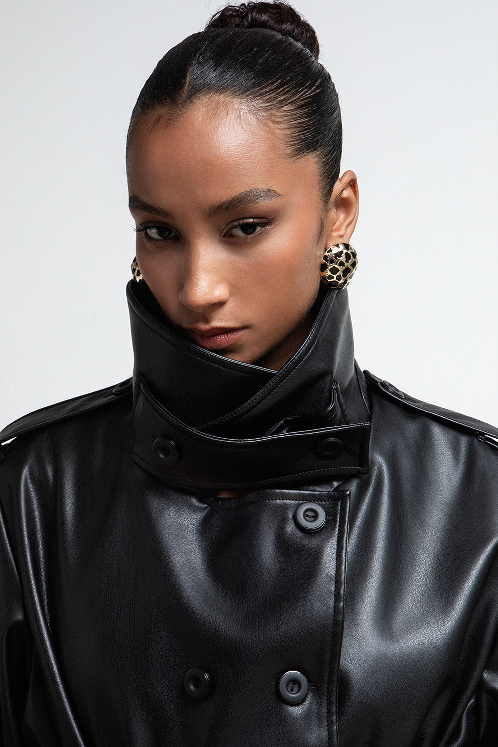 BLACK FAUX LEATHER JACKET