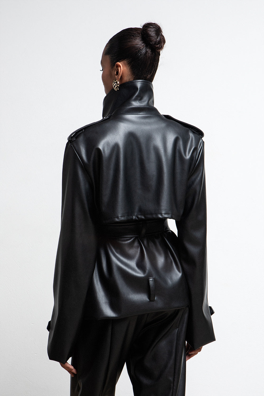 BLACK FAUX LEATHER JACKET