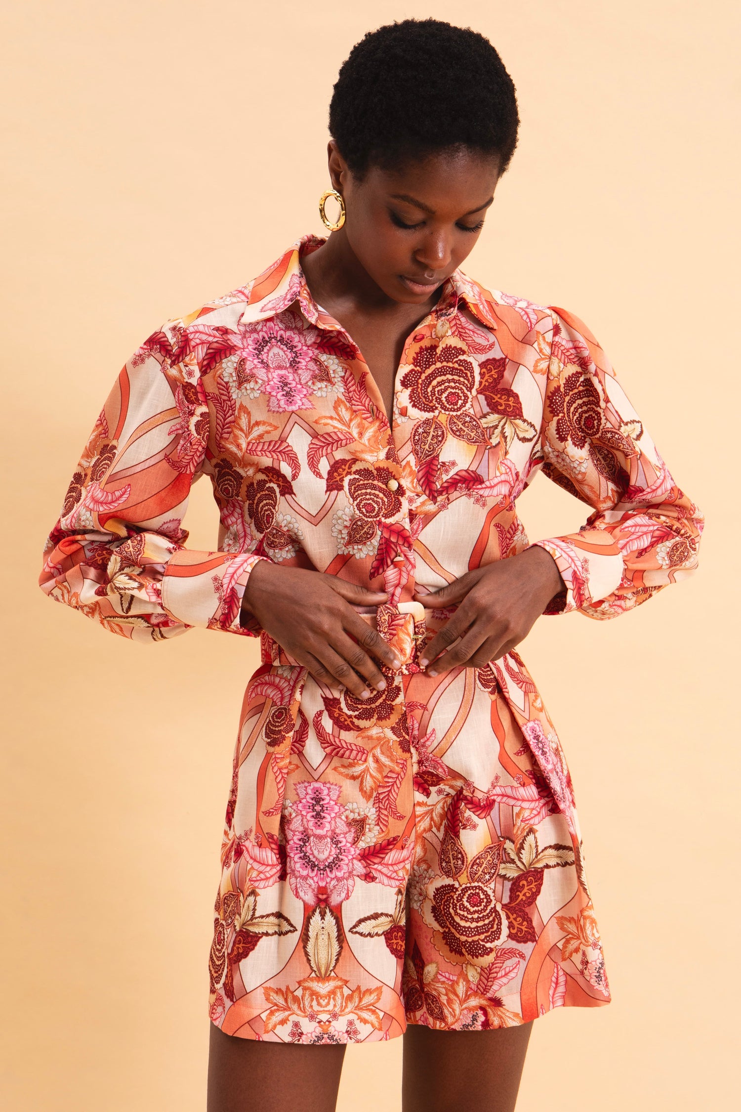 FLORAL SAFARI LINEN SHIRT