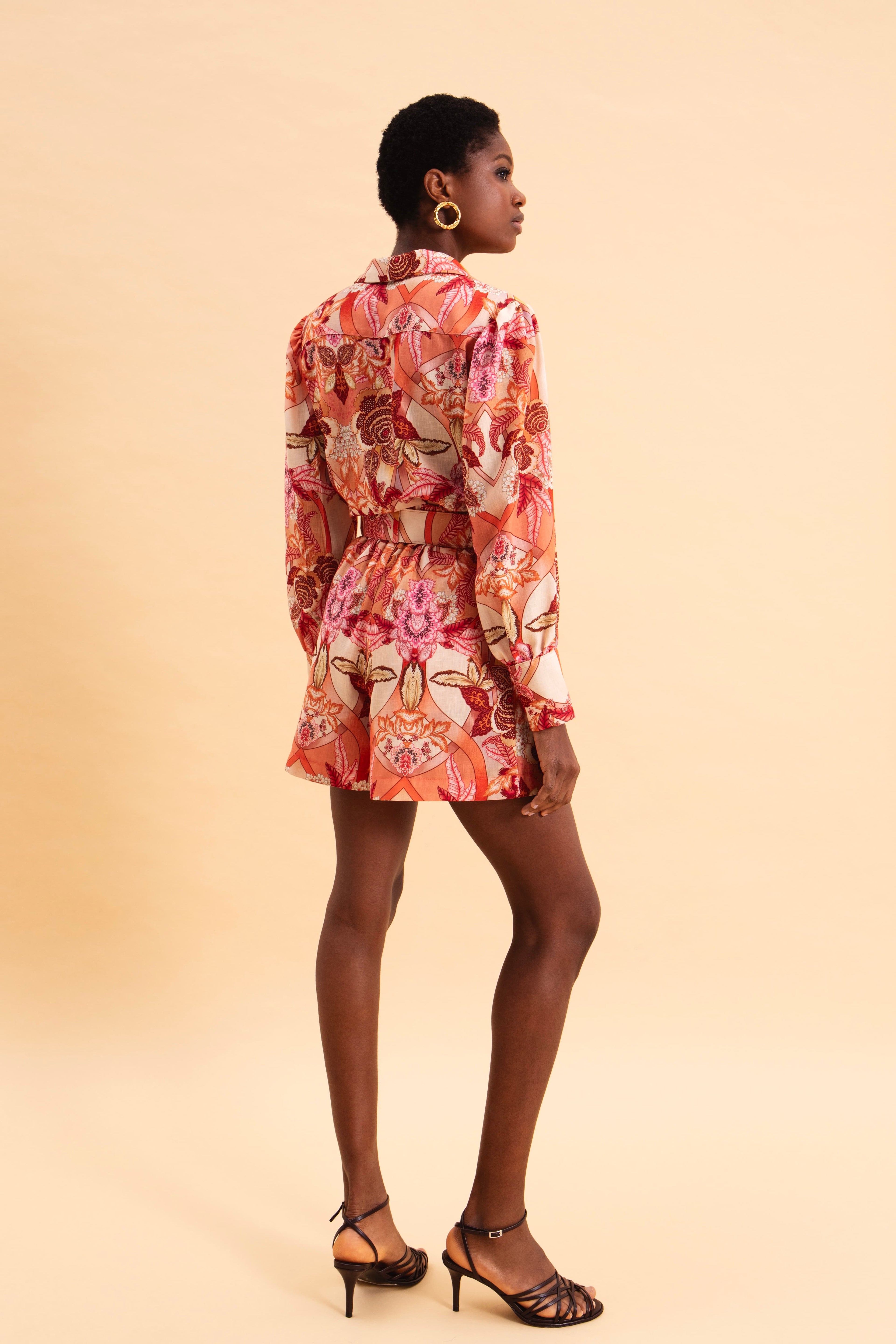 FLORAL SAFARI LINEN SHIRT