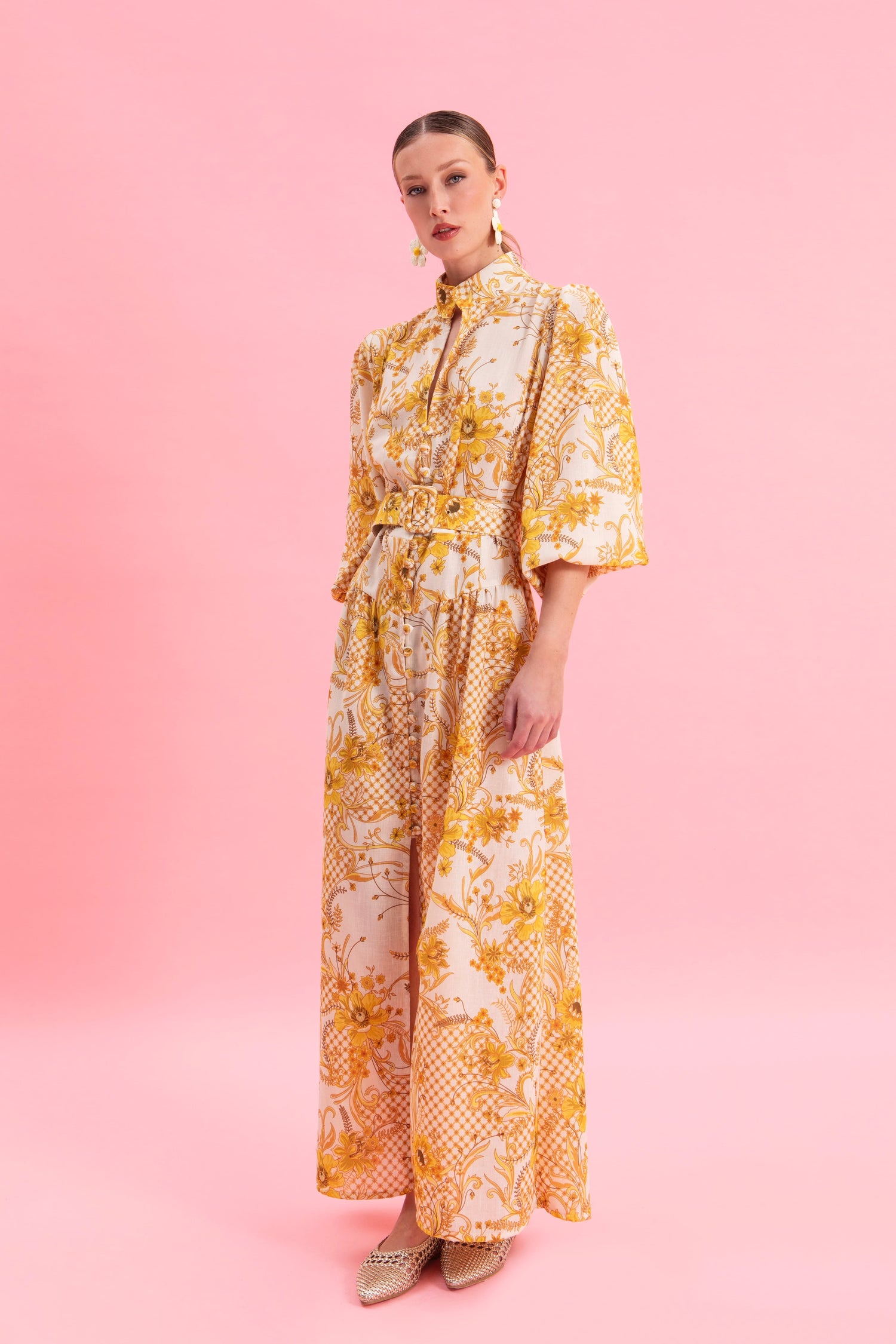 MARIGOLD MIDI LINEN DRESS WITH BELT