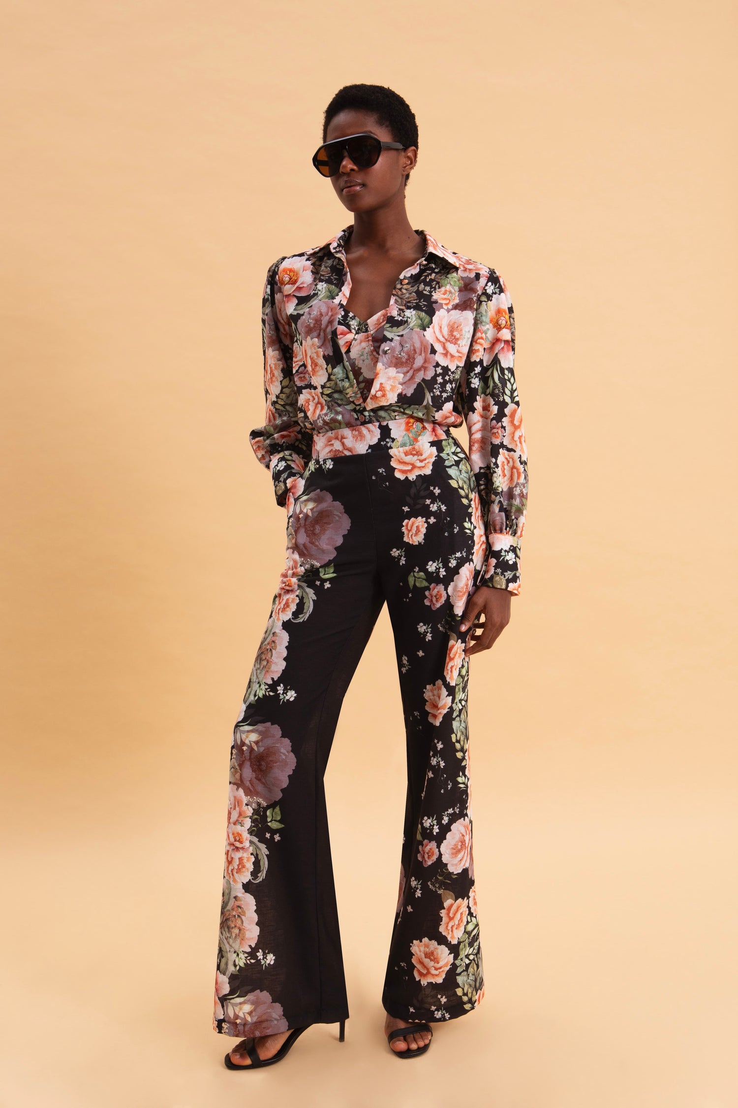 PEONIES LOVE LINEN HIGH WAISTED PANTS