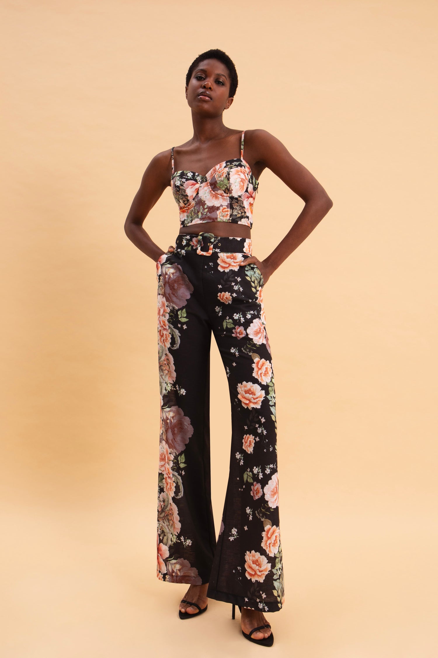 PEONIES LOVE LINEN HIGH WAISTED PANTS
