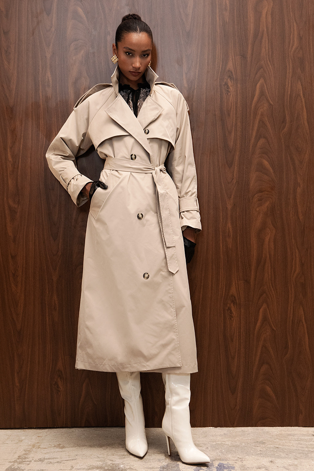 BEIGE OVERSIZED TRENCH COAT