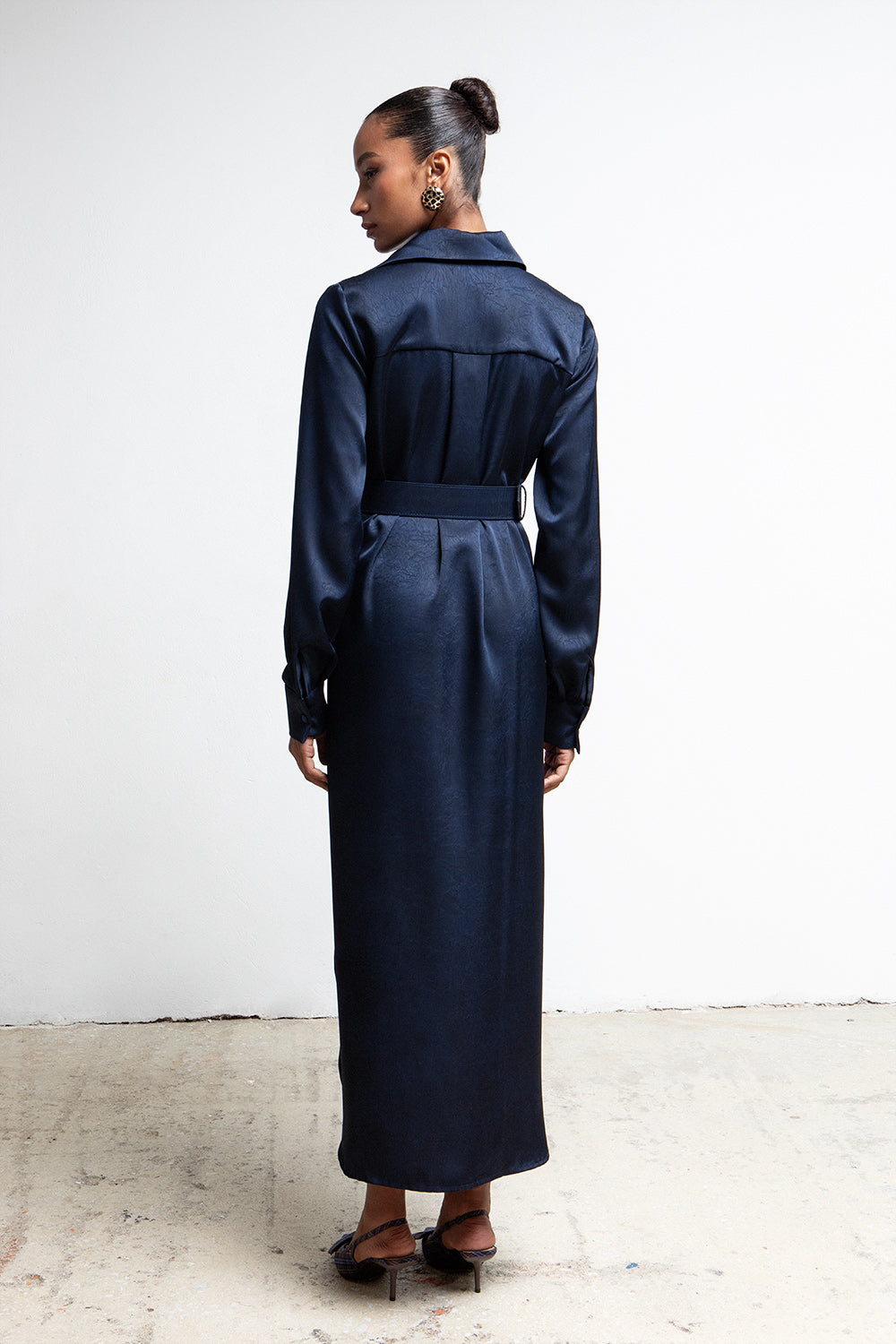 RICH NAVY BELTED UTILITY SHIRTDRESS