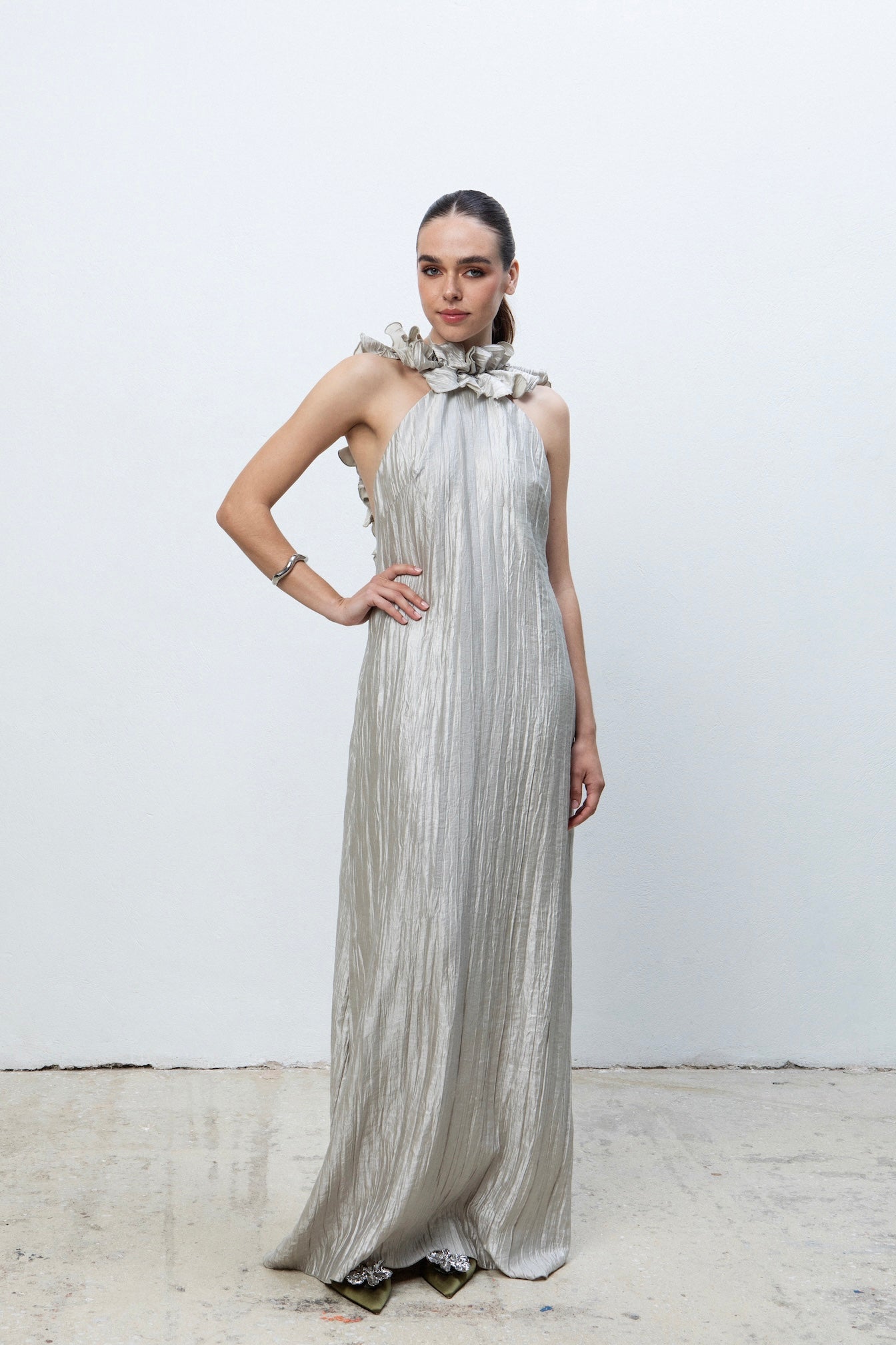 RHEA MAXI PLEATED DRESS