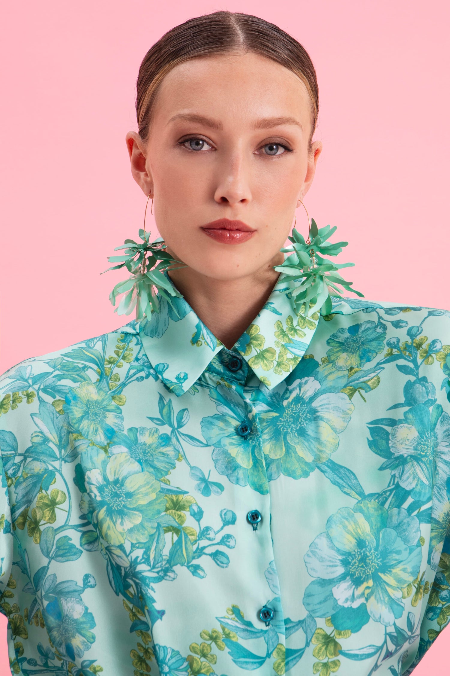 BOTANICAL BREEZE SATIN SHIRT