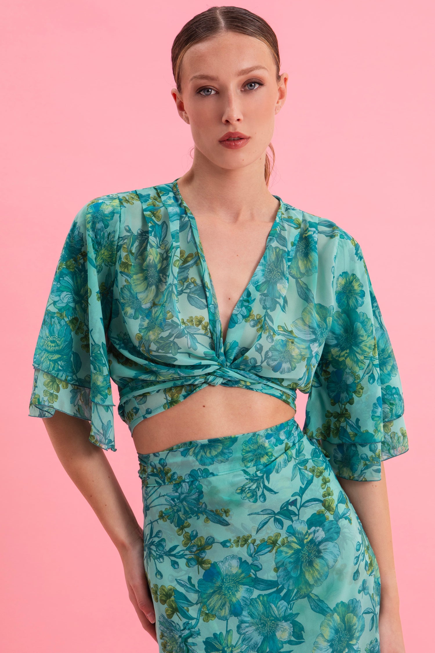 BOTANICAL BREEZE MAXI WRAP SKIRT