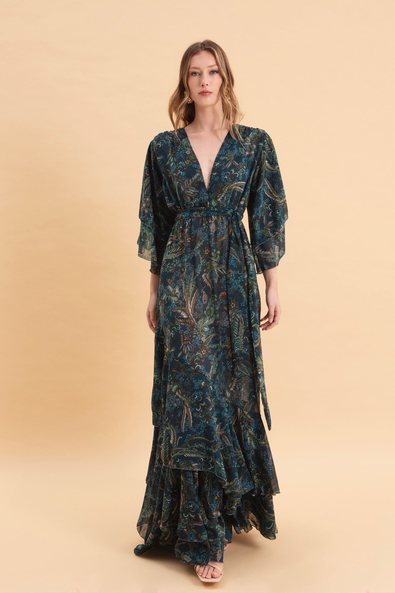 MYSTIC FOREST MAXI DRESS WITH RUFFLES