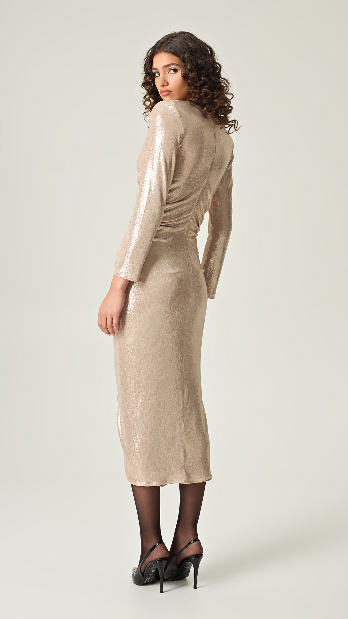 CHAMPAGNE GLAM MIDI DRESS