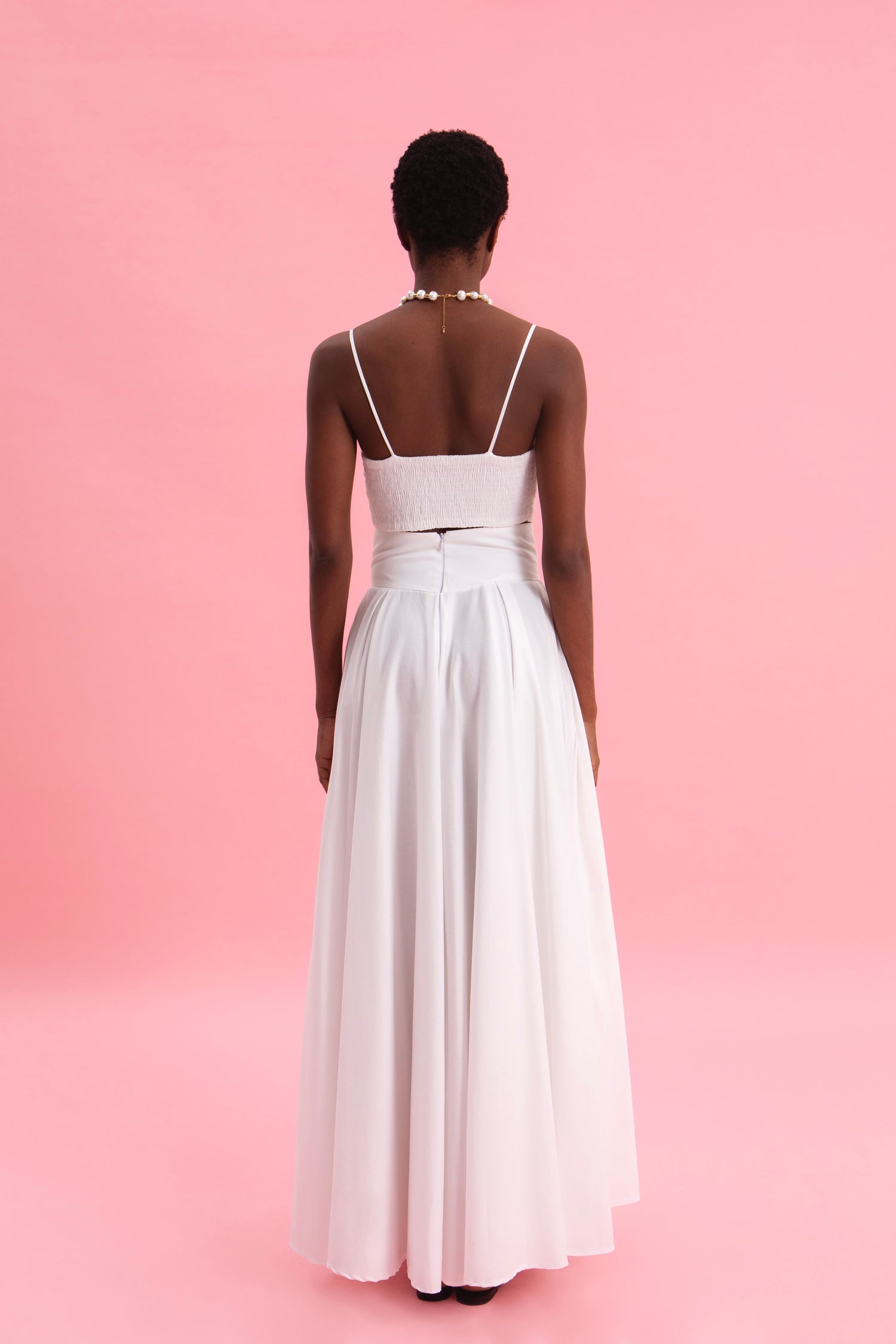 SNOW WHITE 100% COTTON MAXI SKIRT