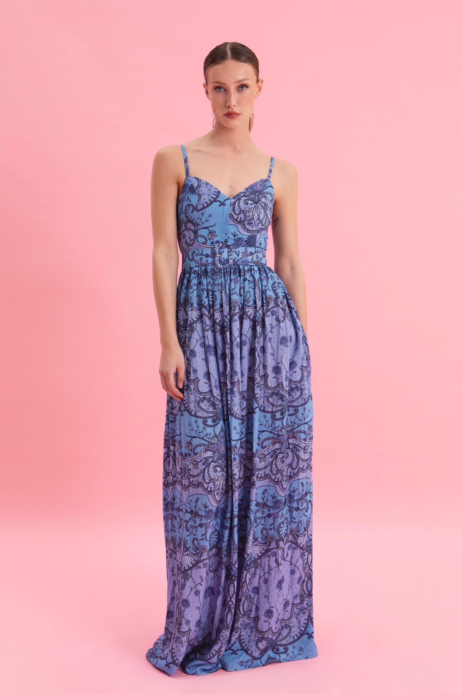 VELVET SKY MAXI 100% VISCOSE DRESS