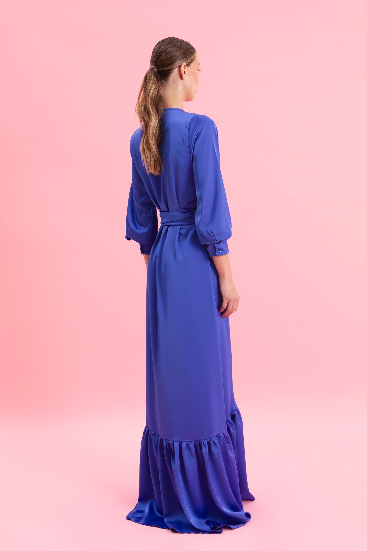 OCEAN CASCADE MAXI SATIN DRESS