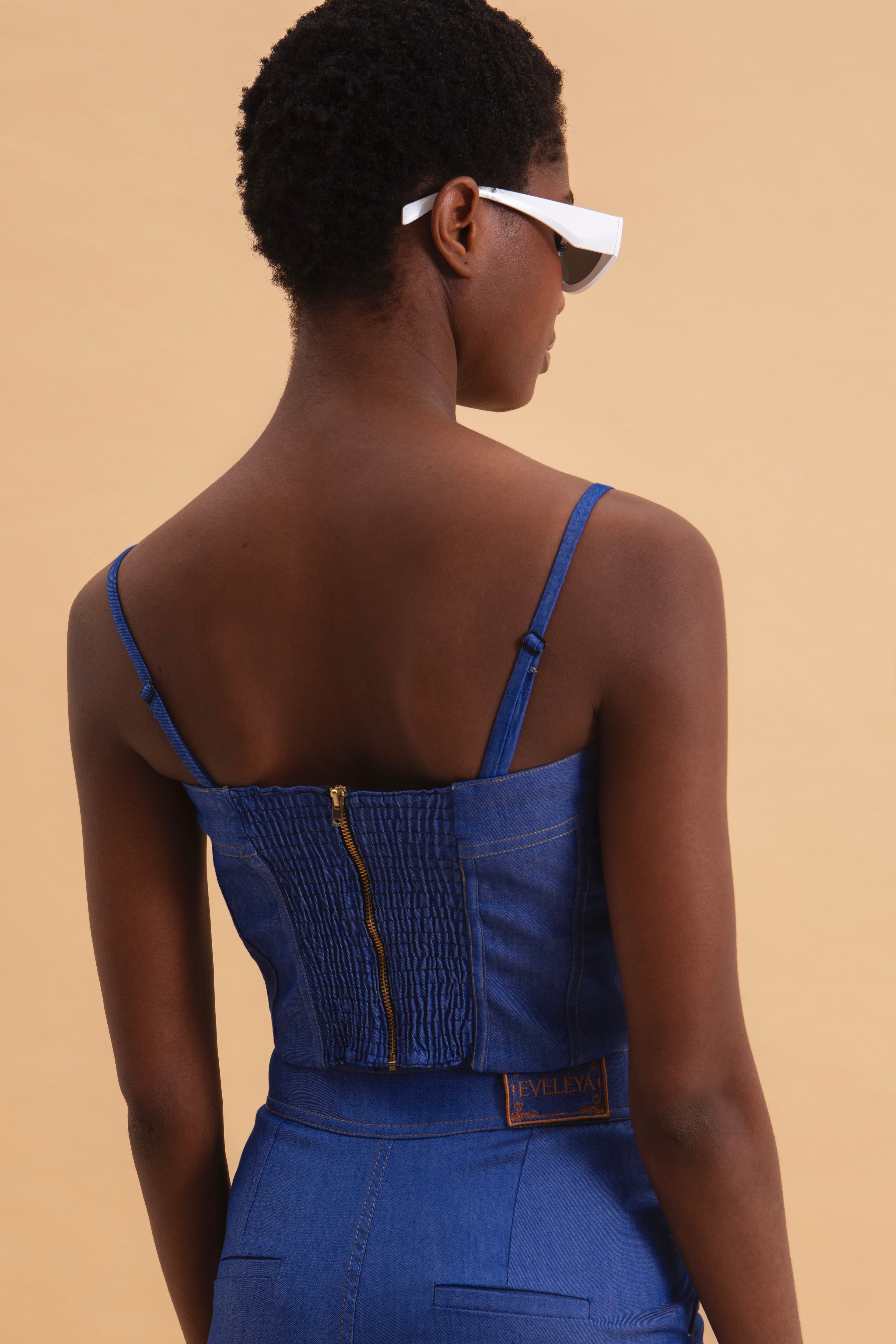 COBALT CHIC DENIM BUSTIER