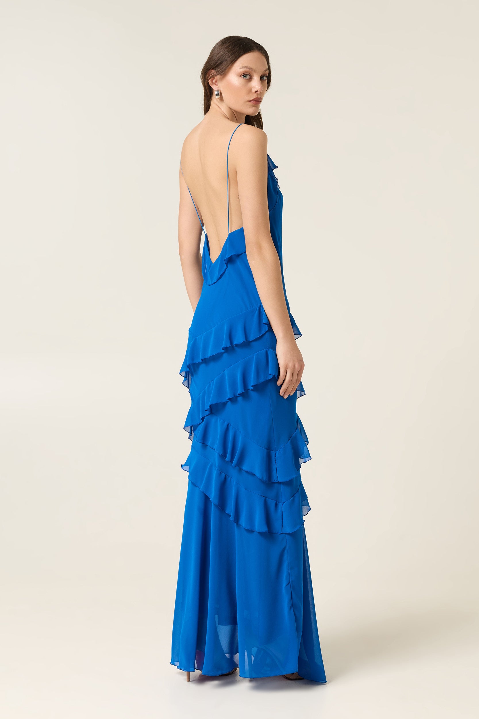 SAPPHIRE MAXI DRESS WITH RUFFLES