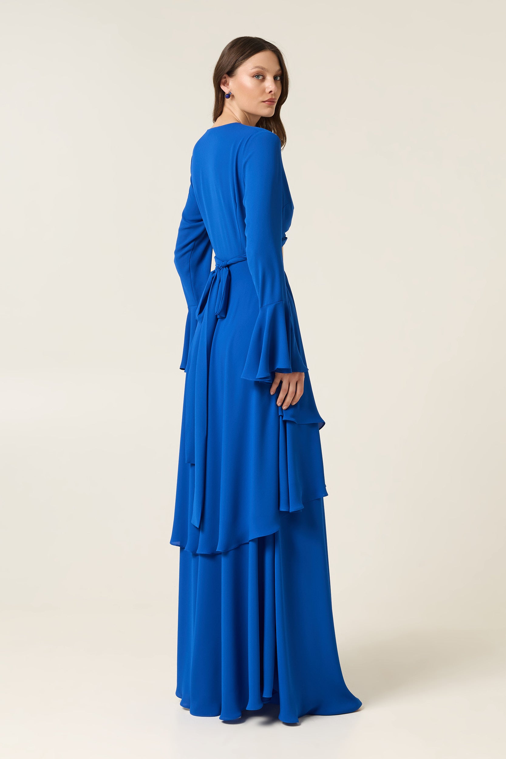 ELECTRIC BLUE MAXI DRESS WITH RUFFLES