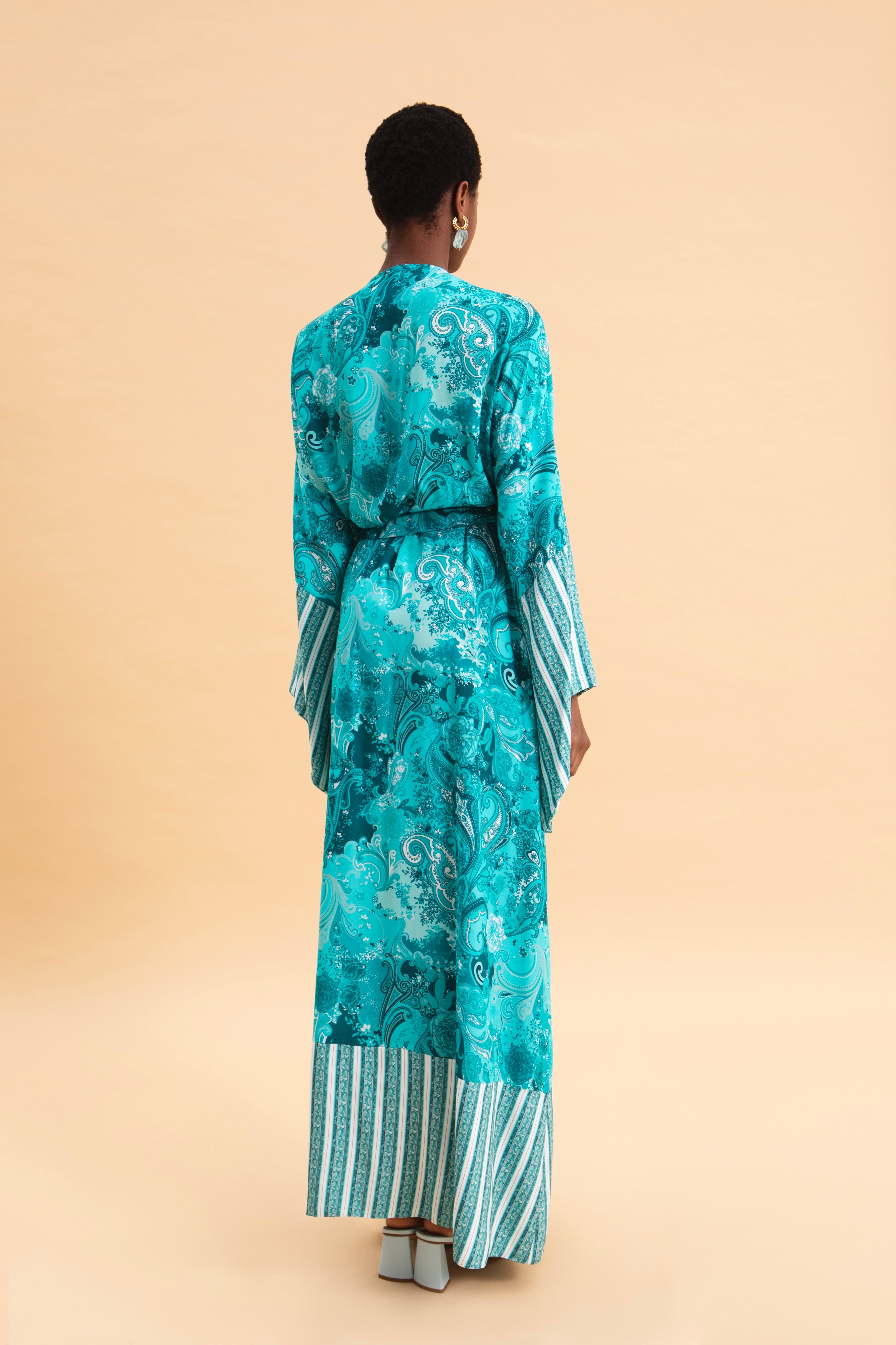 PAISLEY WAVES 100% VISCOSE KIMONO