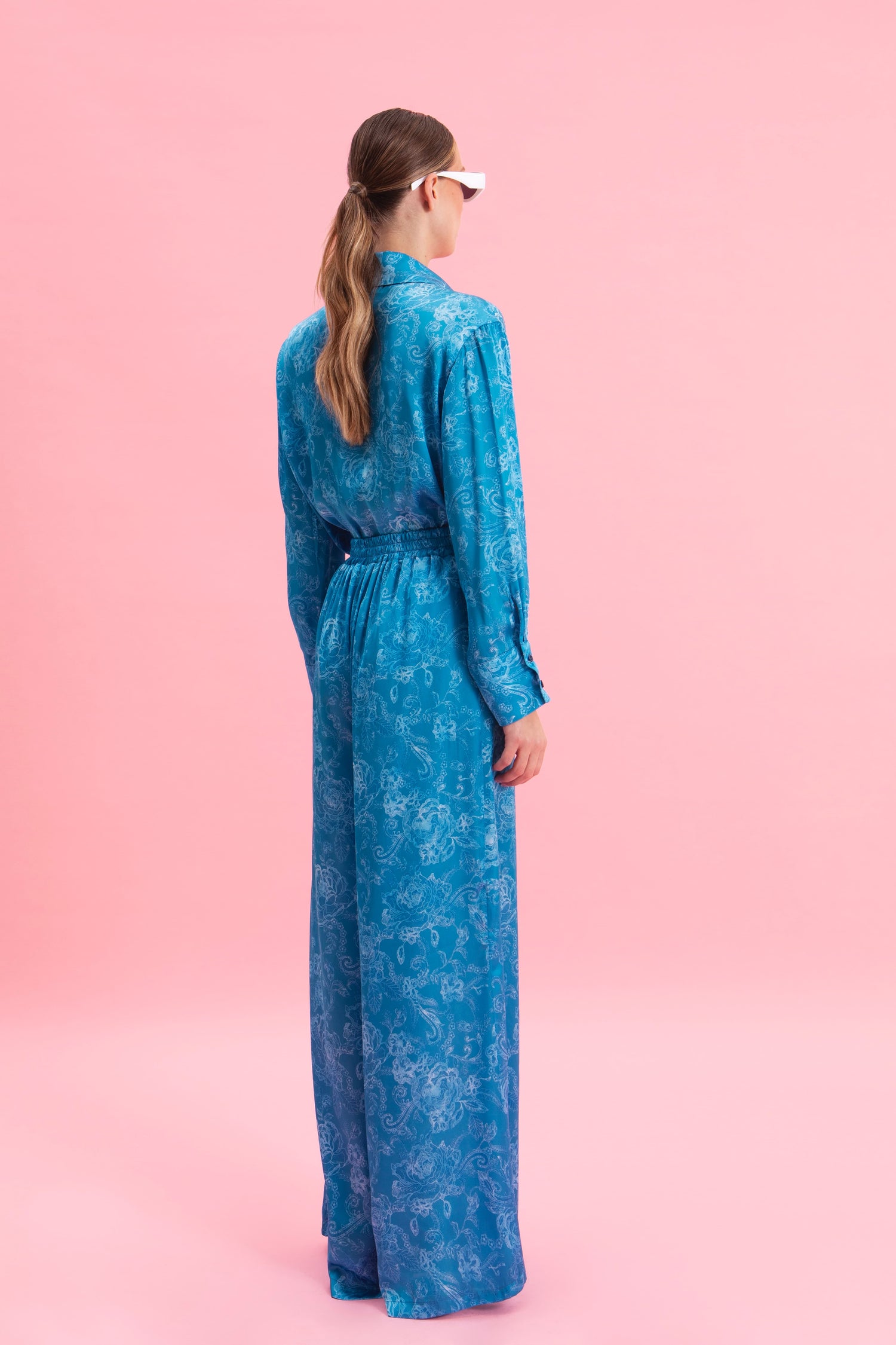AQUATIC ELEGANCE SATIN SHIRT