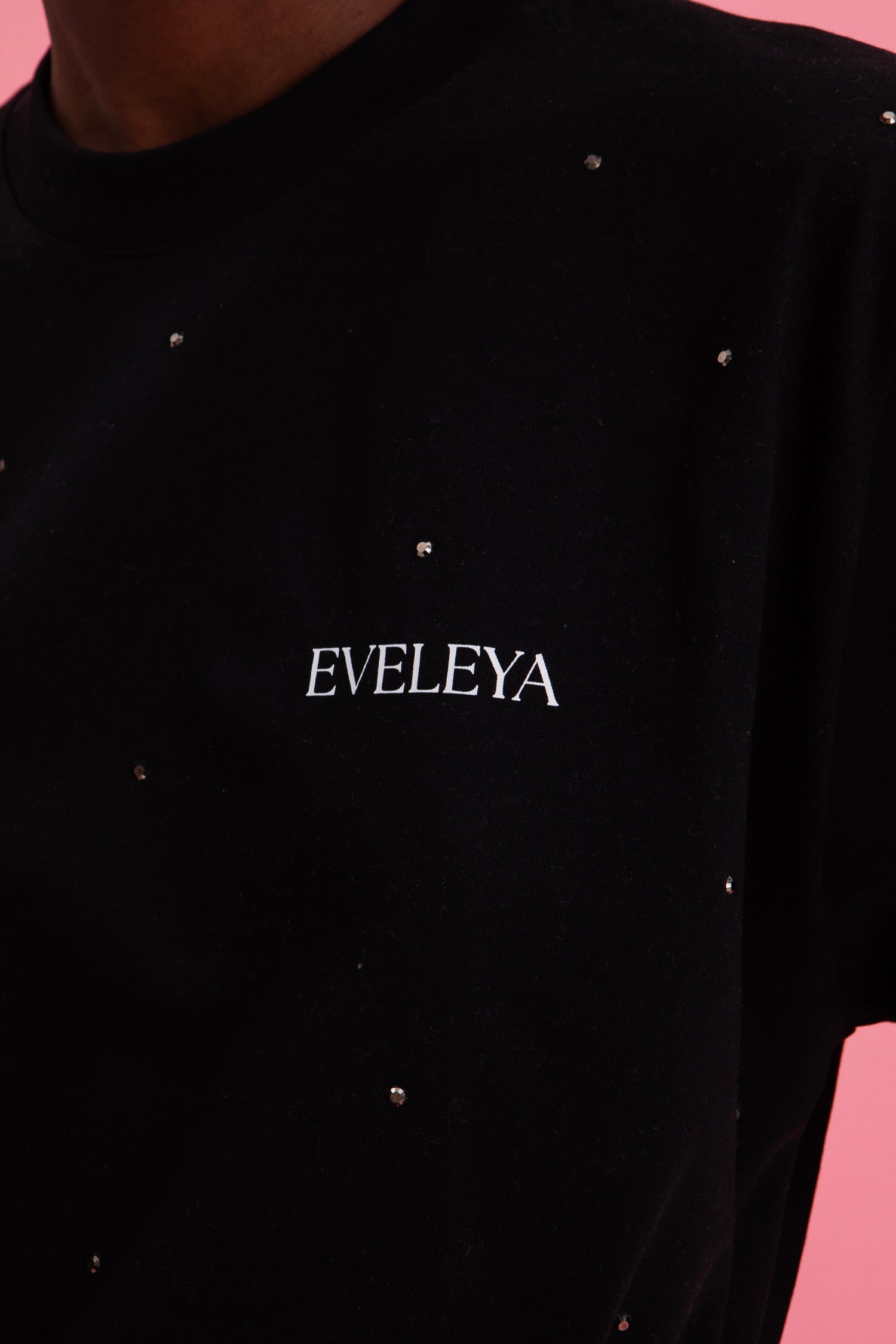 EVELEYA 100% COTTON STRASS SPARKLE T-SHIRT