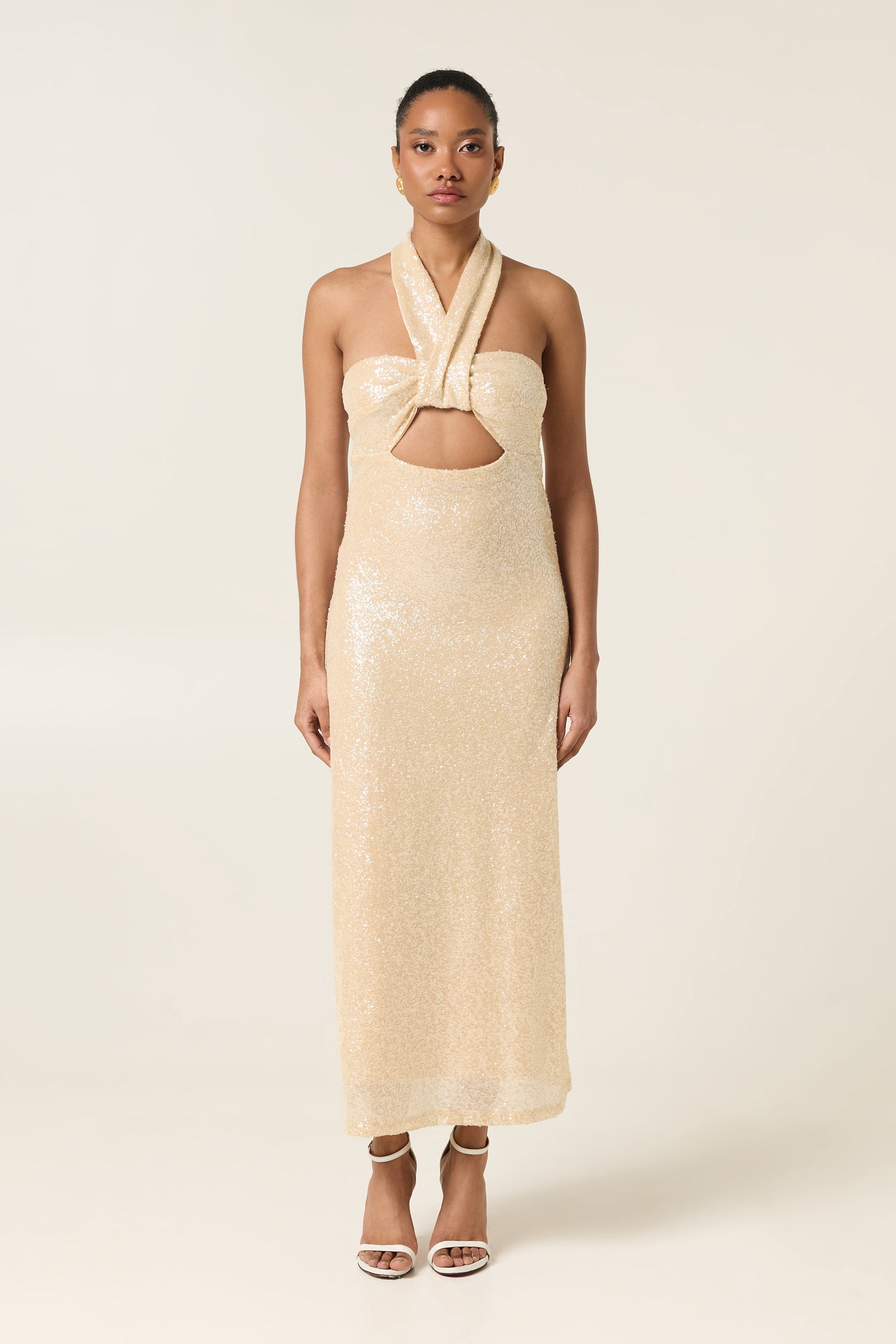 PEARL DUST MIDI SEQUINED DRESS