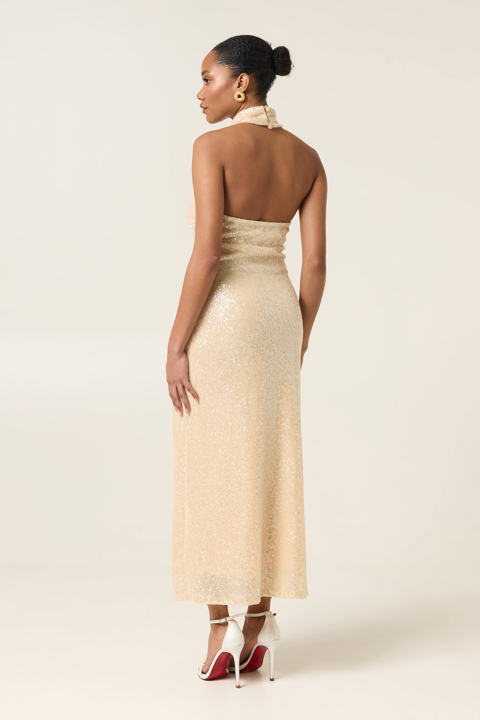 PEARL DUST MIDI SEQUINED DRESS
