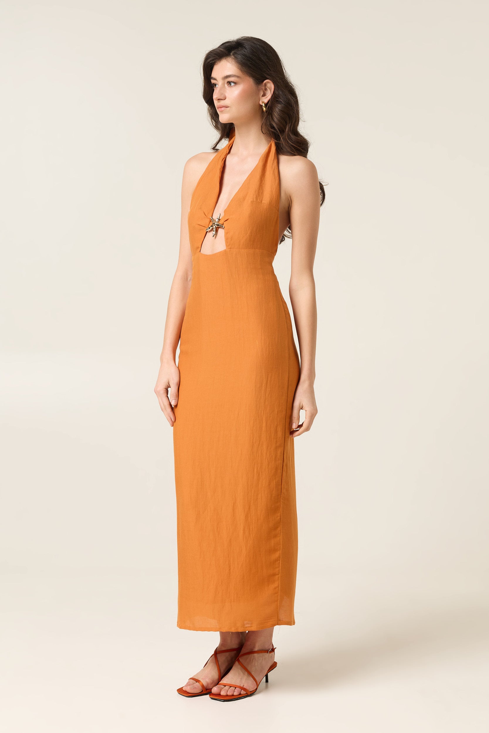 SOLAR MIDI LINEN DRESS