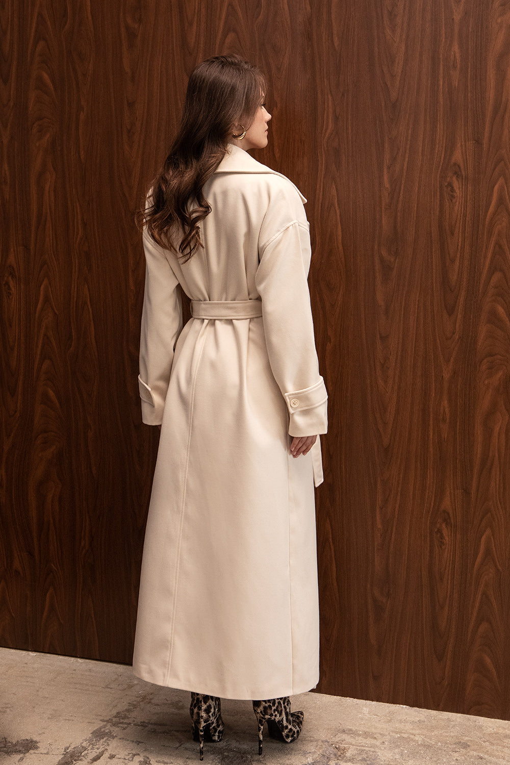 VANILLA OVERSIZED FULL LENGTH BELTED COAT