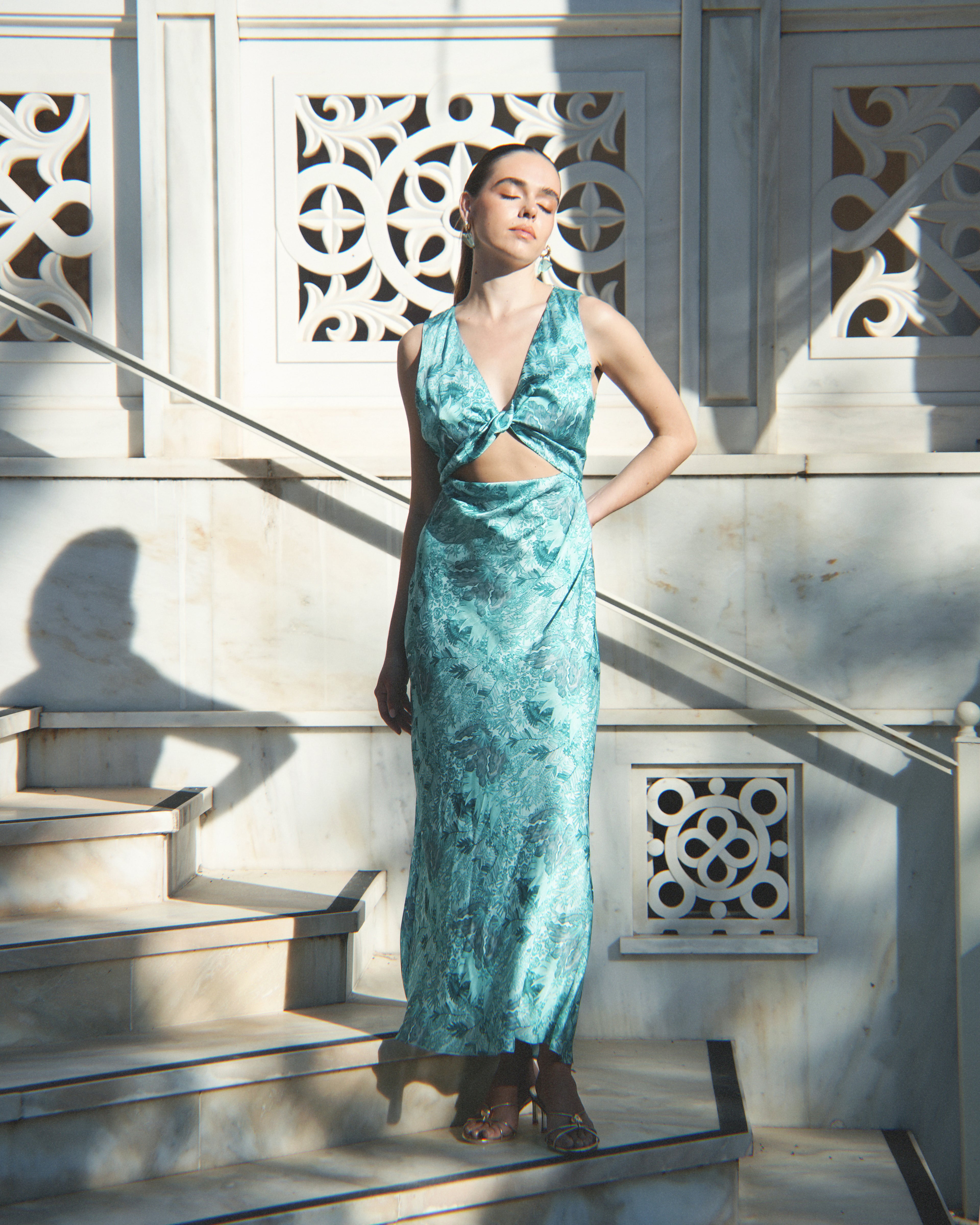 SERAFINA MIDI SATIN DRESS