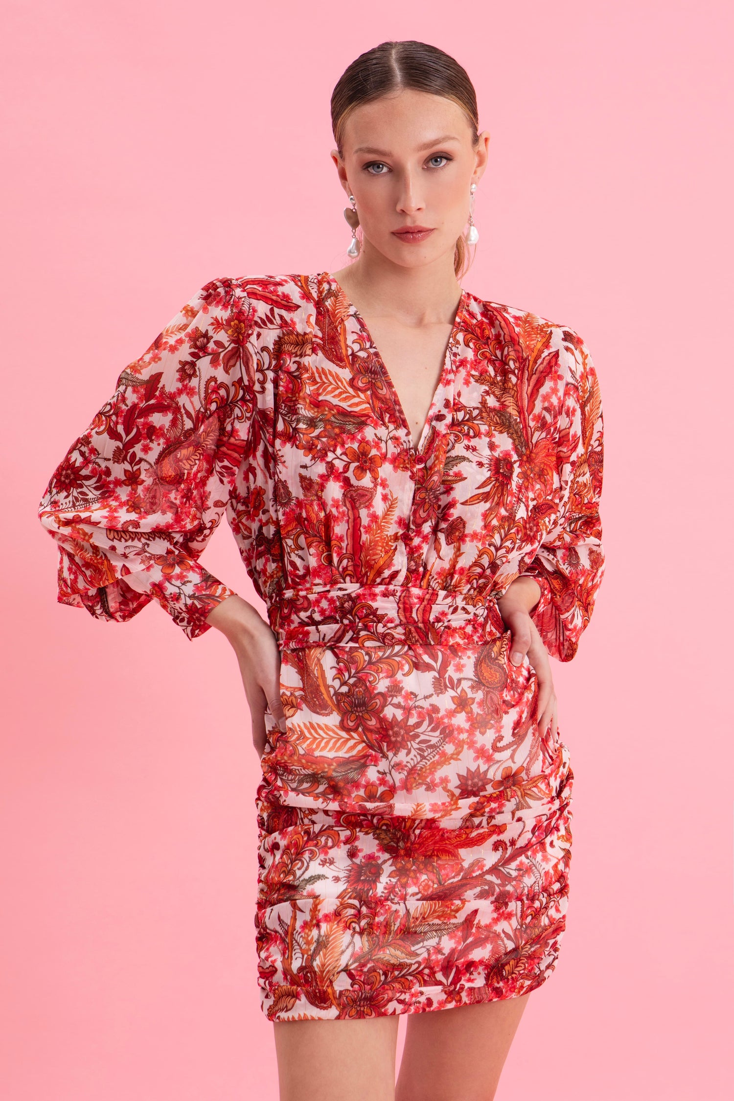 RUSTIC ROMANCE MINI DRESS WITH GOLD DETAILS