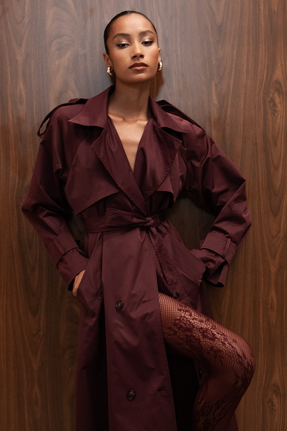 BURGUNDY TRENCH COAT