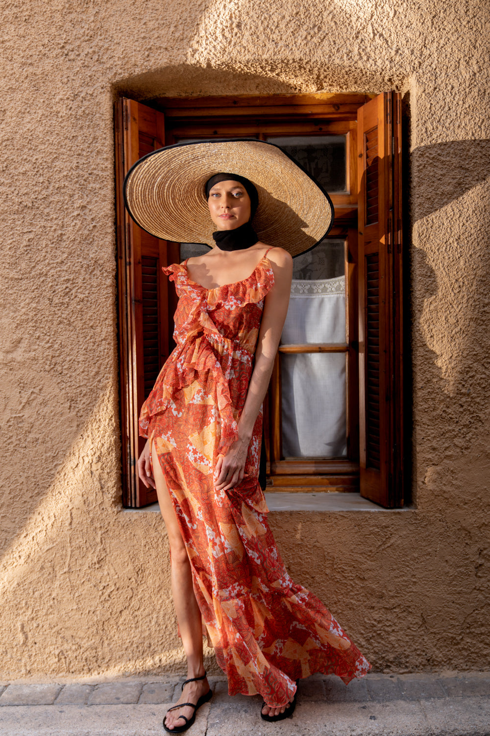 SUN GODDESS MAXI DRESS WITH RUFFLES