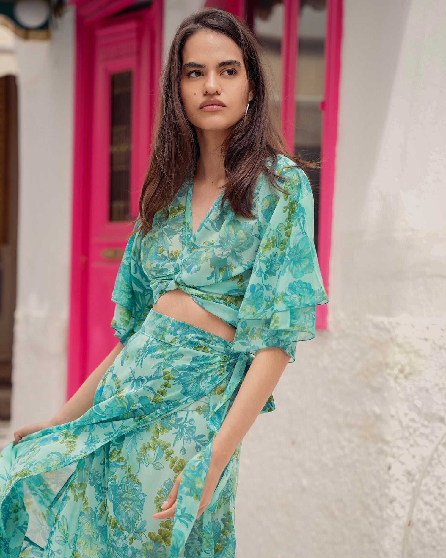 BOTANICAL BREEZE MAXI WRAP SKIRT