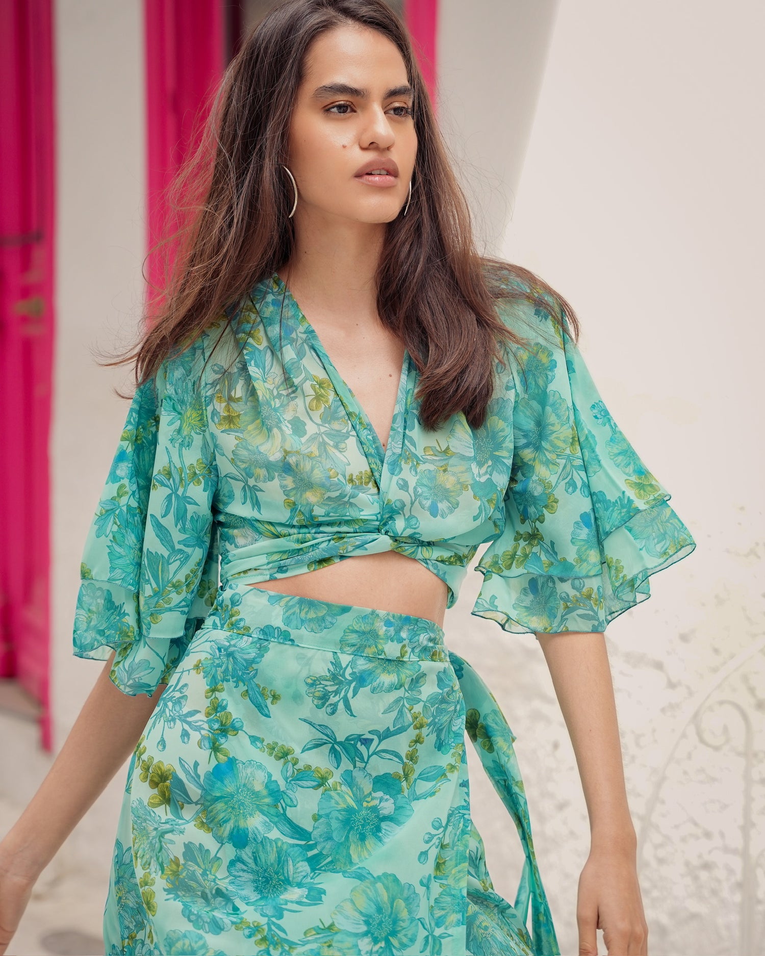 BOTANICAL BREEZE MAXI WRAP SKIRT