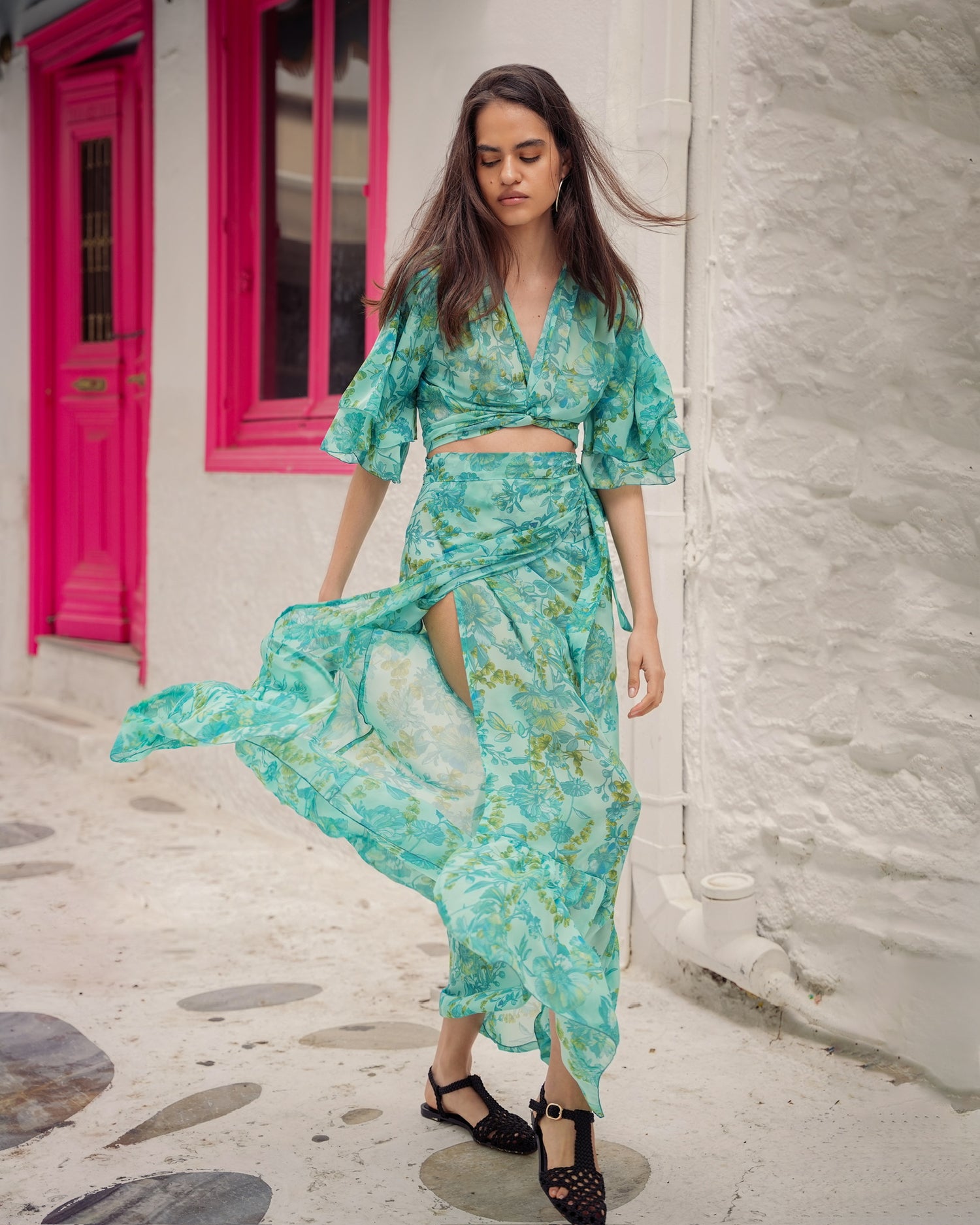 BOTANICAL BREEZE MAXI WRAP SKIRT