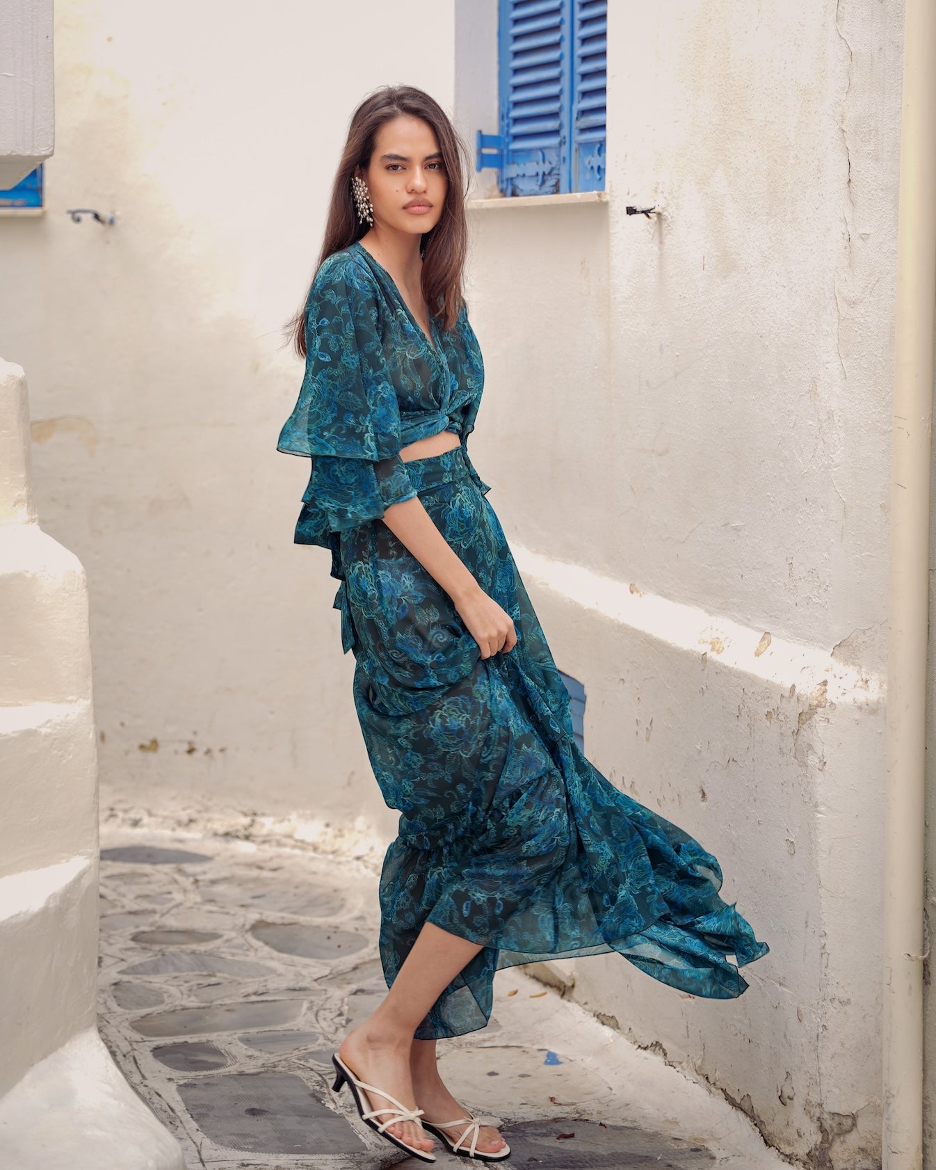 TEAL ELEGANCE WRAP TOP