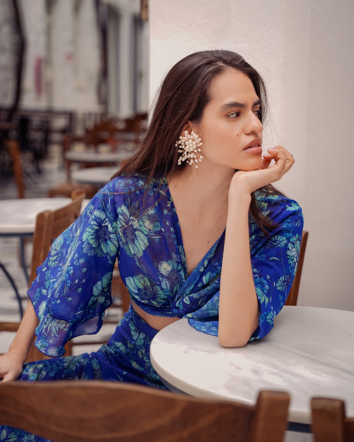 ETHEREAL BLUE WRAP TOP