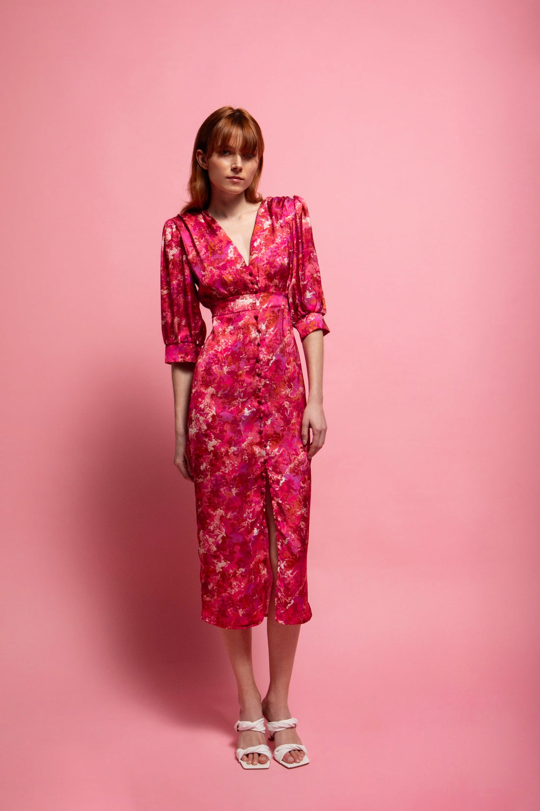 SELENA MIDI SATIN DRESS