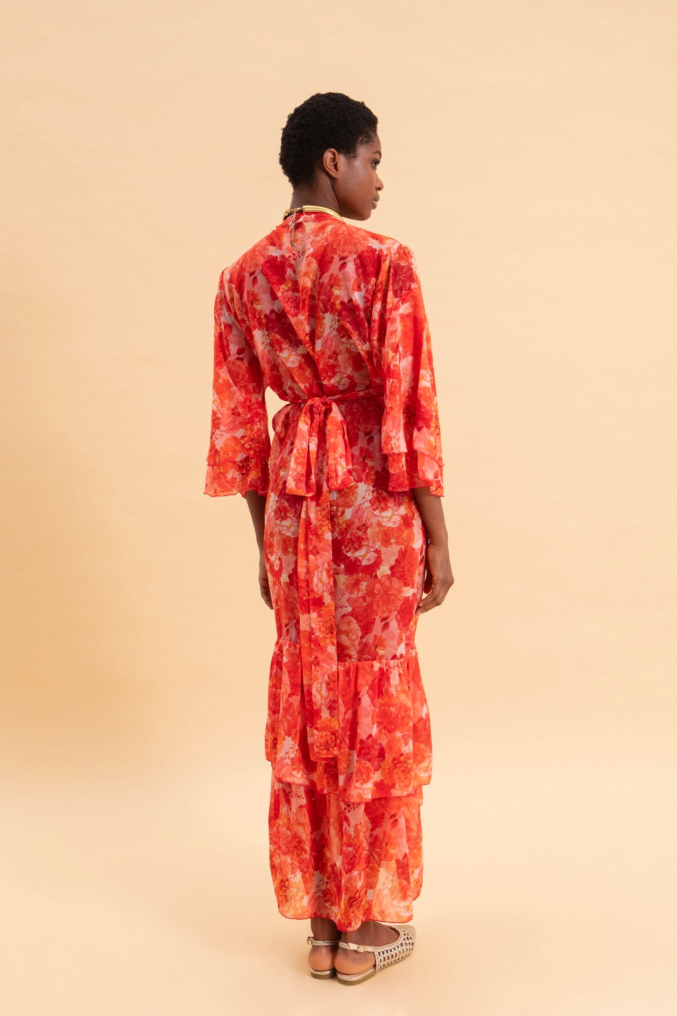 SUNSET DREAM KIMONO DRESS WITH RUFFLES