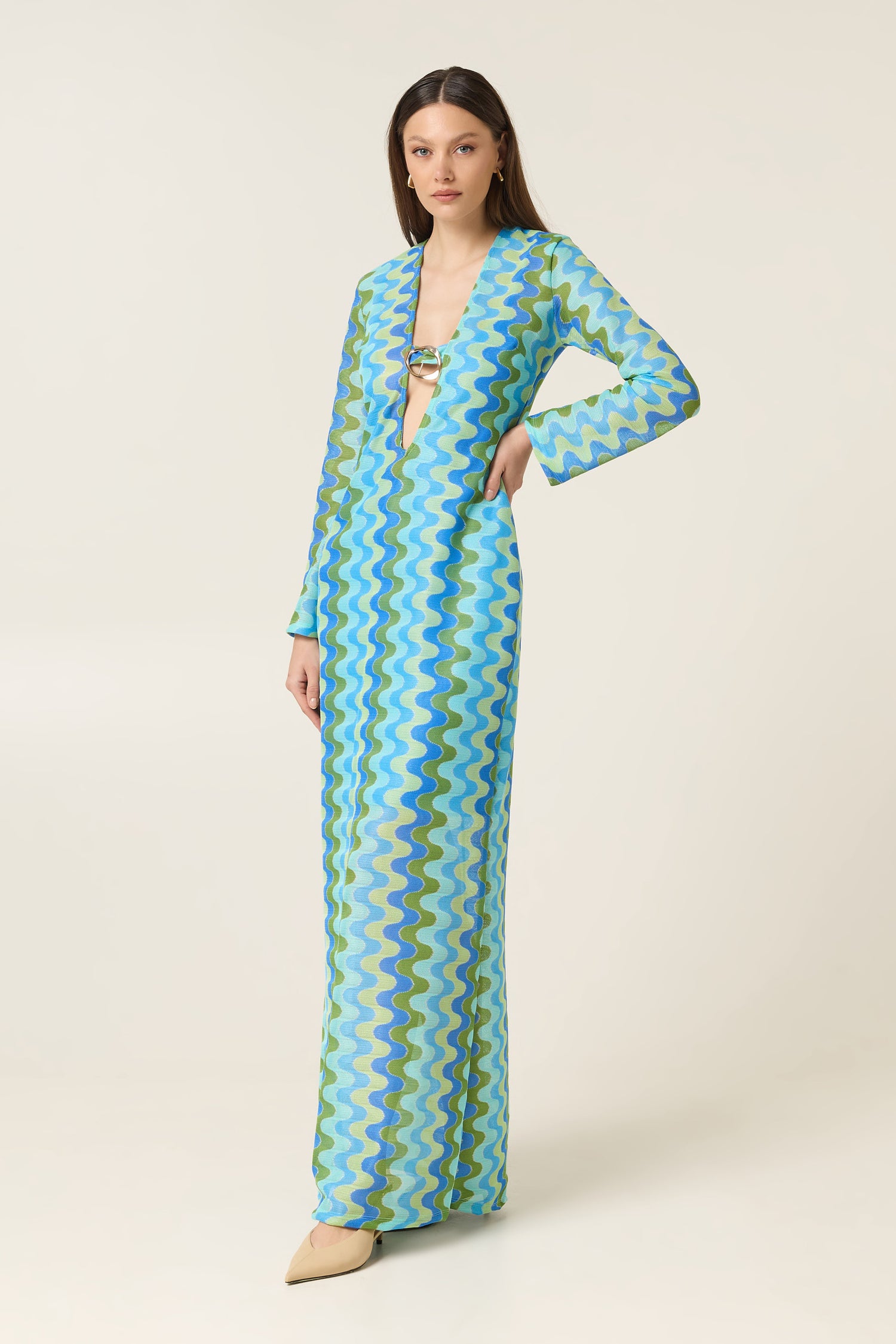 BLUE WAVES MAXI DRESS