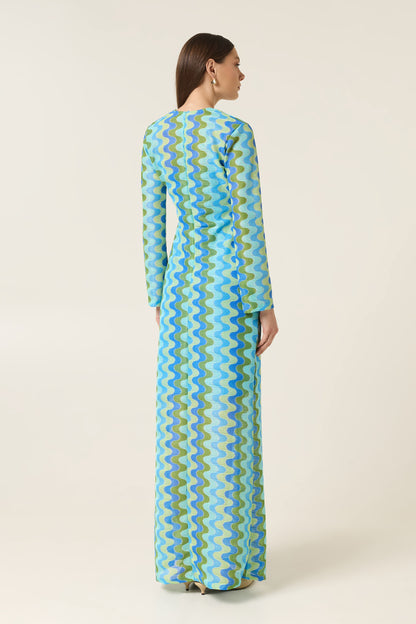 BLUE WAVES MAXI DRESS