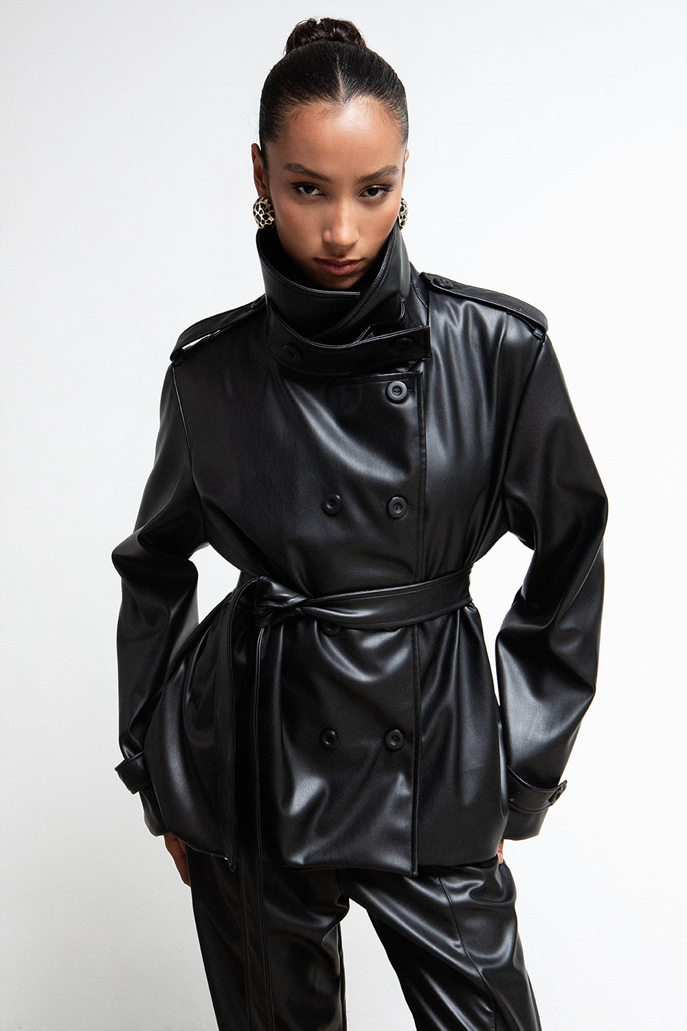 BLACK FAUX LEATHER JACKET