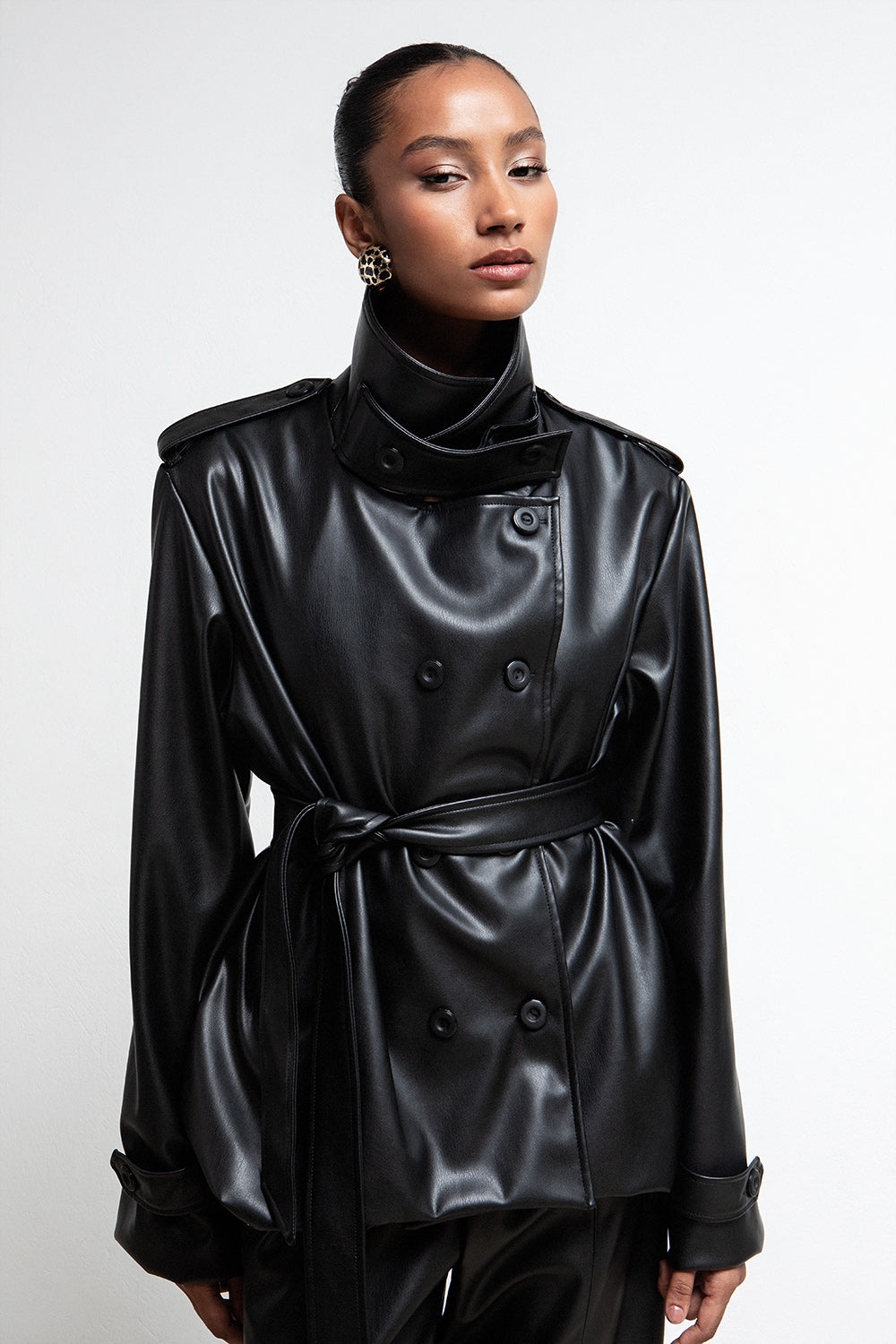 BLACK FAUX LEATHER JACKET