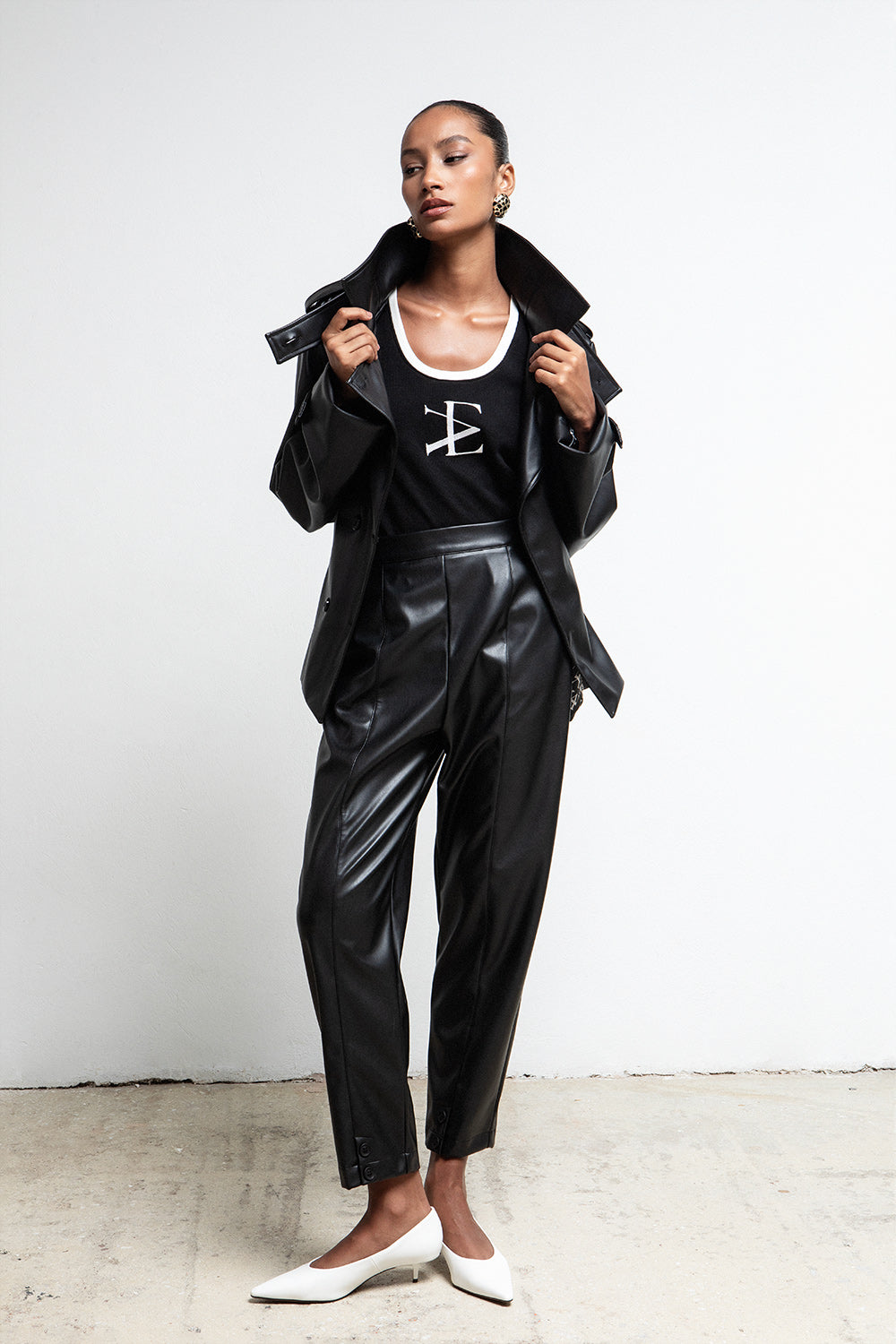 BLACK FAUX LEATHER PANTS