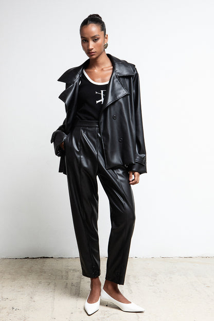 BLACK FAUX LEATHER PANTS