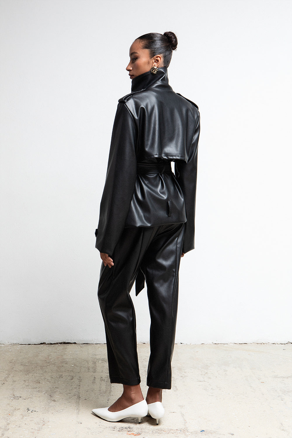 BLACK FAUX LEATHER PANTS