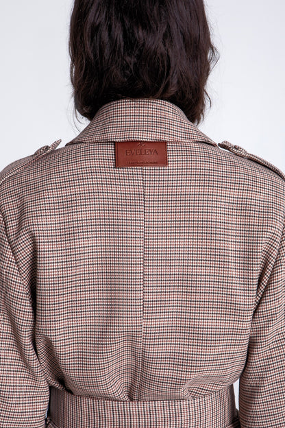 OXFORD PLAID TRENCH COAT