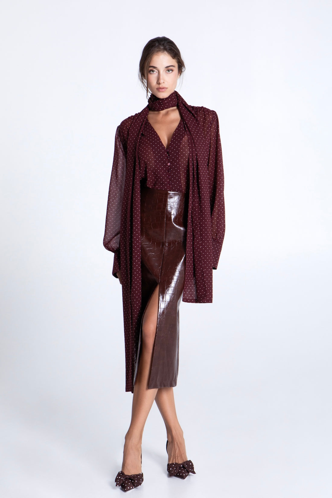 COCOA CROCO MIDI SKIRT