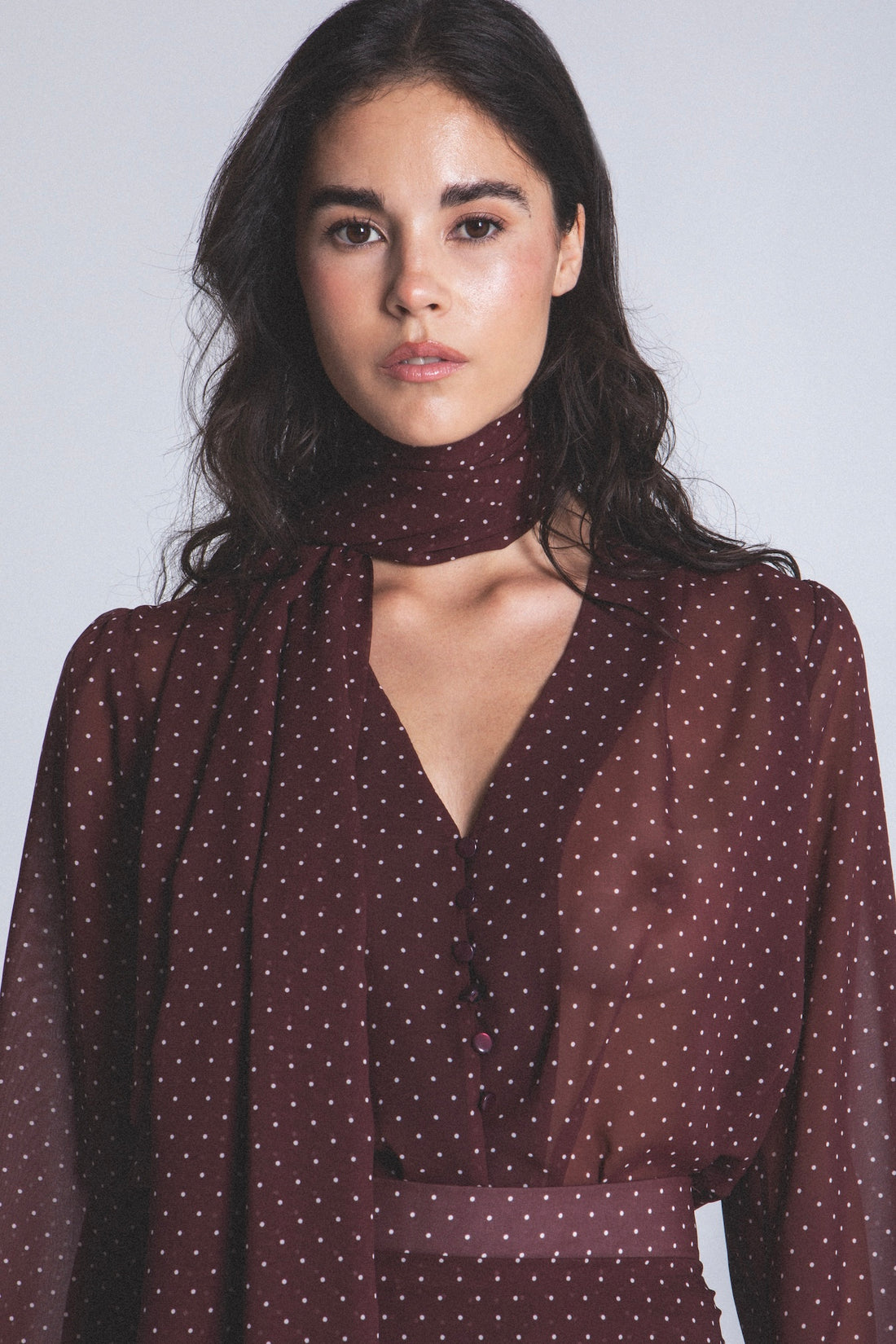 BURGUNDY  POLKA DOTS SHIRT